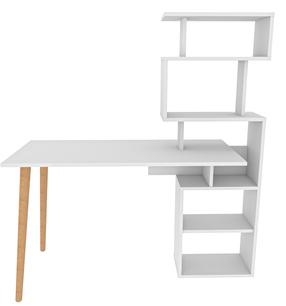 Rašomasis stalas su lentyna Kalune Design Vina 322RTC1315, 133 cm x 55 cm, 146.4 cm, balta sp.