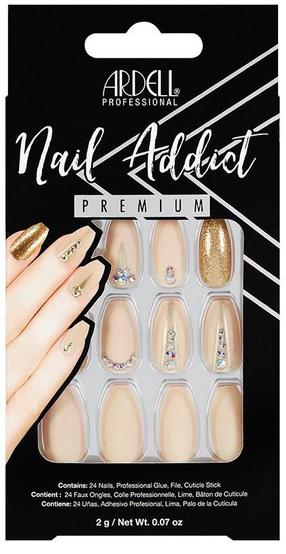 Priklijuojami nagai Ardell Nail Addict Premium, aukso sp./smėlio sp., 27 vnt.