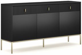 Komoda Maggiore 3D3S, aukso/juoda, 154.5 cm x 39 cm x 82.6 cm