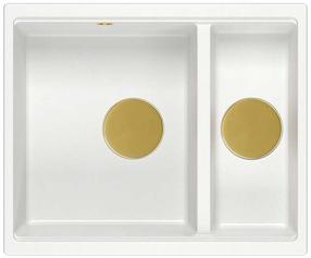 Virtuvinė plautuvė Quadron Logan 150, granitas, 56 cm x 46 cm x 22 cm, aukso sp./balta sp.