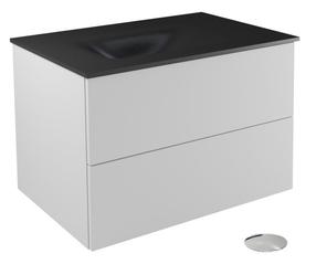 Vonios spintelė su praustuvu Besco Akya Classic, balta sp./juoda sp./chromo sp., 52.5 cm x 76 cm x 50.7 cm
