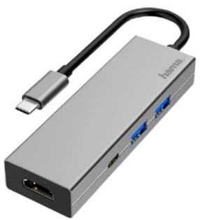 Адаптер Hama Hub Muliport 200107 USB-C, HDMI, серый цв.