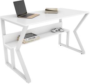 Rašomasis stalas su lentyna Kalune Design Wake 875ZNA4573, 120 cm x 60 cm, 72.8 cm, balta sp.