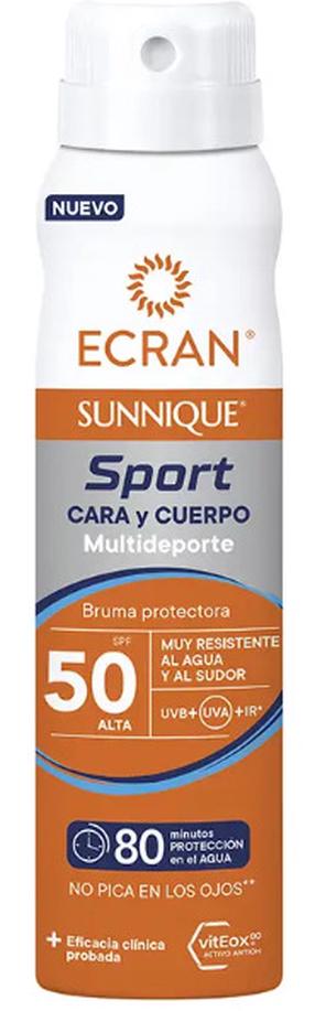 Спрей для ухода за загаром для тела/для лица Ecran Sunnique Sport SPF50, 75 мл