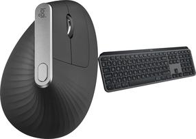 Belaidis klaviatūros ir pelės komplektas Logitech MX Vertical Ergonomic + MX Keys S, Anglų (US), juoda sp.