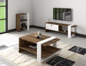 Комплект мебели для гостиной Kalune Design Gaye, комнатные, белый цв./ореховый цв.