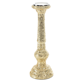 Svečturis Melia, stikls/metāls, Ø 13 cm, 40 cm, zelta krās.
