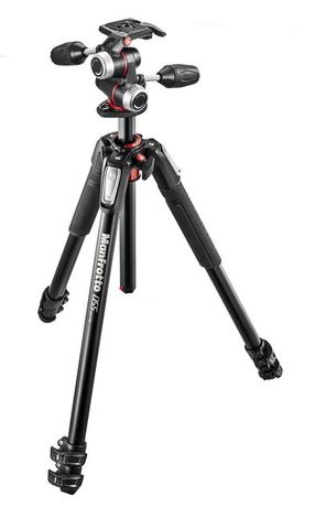 Trīskāju statīvs Manfrotto 055CXPRO3 +3-WAY head +MOVE Kit, oglekļa šķiedras