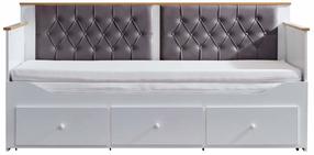 Lova viengulė su ištraukiama papildoma lova Kalune Design Alacati, 160 x 200 cm, antracito sp./balta sp., be čiužinio, su grotelėmis