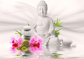 Fototapetas Artgeist Buddha And Orchids MNEW010692SAM, 105 cm x 147 cm