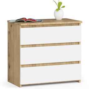 Komoda Akord CL3 3SZ CLP, ąžuolo sp./balta sp., 57 cm x 60 cm x 35 cm
