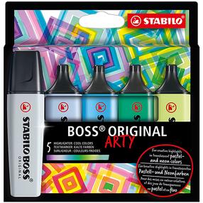 Текстовый маркер Stabilo Boss Arty, 2 - 5 мм, многоцветный, 5 шт.