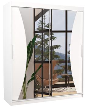 Riidekapp ADRK Charlotte 180, valge v., 58 cm x 180 cm x 215 cm, peegliga