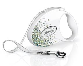 Automātiskā pavada Flexi Glam Splash 2007, balta krās./zaļa krās., S 3m