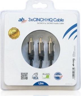 Kabelis IPBox 3 x RCA - 3 x RCA 79313 3 x RCA male, 3 x RCA male, 1.5 m, melna krās.