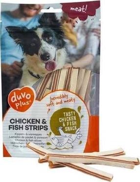 Лакомство для собак Duvo+ Chicken And Fish Strips, курица, 0.08 кг