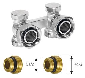 Savienojuma vārsts Ferro LZ07YKW, lodveida/dubults, radiatoram, 3/4", 1/2"