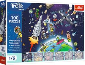Pusle Trefl The Treflik Family Space 16541, 19 cm x 28 cm, 100 tk, mitmevärviline