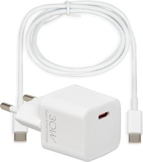 Telefona lādētājs iBOX C-38 USB-C + USB-C Cable, USB-C, balta krās., 30 W