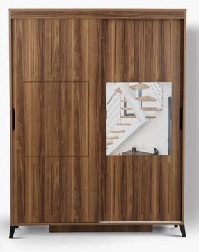 Skapis Kalune Design Fuga 130, brūna krās., 60 cm x 130 cm x 216 cm, ar spoguli