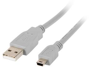 Laidas Lanberg USB 2.0 A male, Mini USB 2.0 B male, 1.8 m, pilka sp.