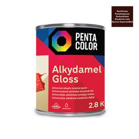 Emaljas krāsa, daudzveidīgs Pentacolor Alkydamel, spīdīga, 2.8 kg, sarkanbrūna krās.