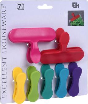 Klipšu komplekts Excellent Houseware, 9 cm, daudzkrāsaina, 7 gab.