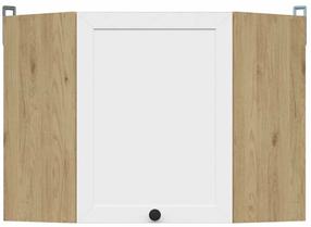 Kampinė pakabinama virtuvės spintelė Junona Line, balta sp./bernstein oak sp., 60 cm x 60 cm x 57.3 cm
