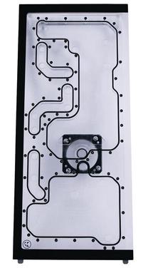 Paneel Stealkey Customs Lian Li XL Crosscool Distroplate DDC, 0.435 l, 48.7 cm, läbipaistev v.