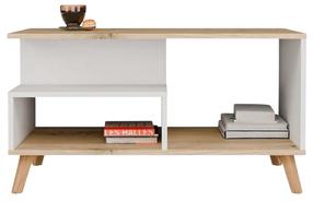 Kavos staliukas Olympo 1P, balta sp./artisan oak sp., 90 cm x 49 cm x 48 cm