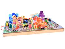 Medinės kaladėlės Train Set, 89 vnt., įvairių spalvų