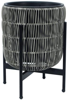 Gėlių vazonas Home4you Wicker 38111, plastikinis/metalas, Ø 30 cm, pilka sp.