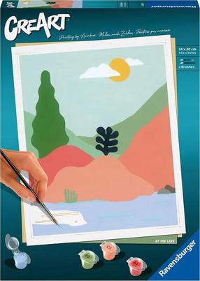 Tapymas pagal skaičius Ravensburger CreArt At The Lake, žalia sp./rožinė sp./žydra sp., 24 x 30 cm
