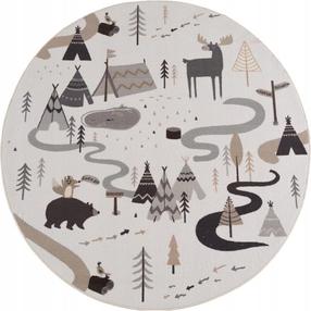 Kilimas vidaus Ayyildiz Coco Forest Adventure, pilka sp./ruda sp./šviesiai smėlinė, 120 cm x 120 cm