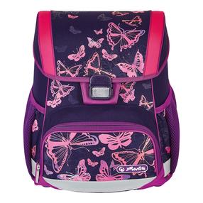 Skolas mugursoma Herlitz Loop Butterflies, rozā krās./violeta krās., 37 cm x 22 cm x 31 cm