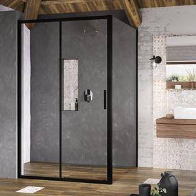 Dušo sienelė Ravak Blix Slim BLSPS-90, 90 cm x 195 cm, skaidri sp./juoda sp./grūdintas
