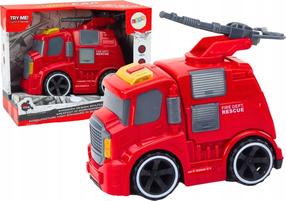 Rotaļu ugunsdzēsēju mašīna Lean Toys Car Model Happy, sarkana krās.