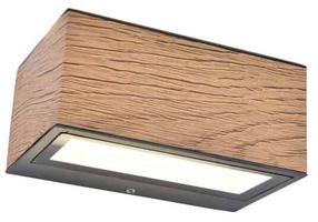 Āra sienas lampa Lutec Gemini, 10.5W, LED, IP54, brūna krās./tumši pelēka krās., 6.5 cm x 8.9 cm
