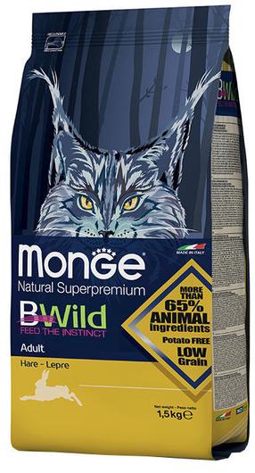 Sausas kačių maistas Monge BWild, triušiena, 1.5 kg