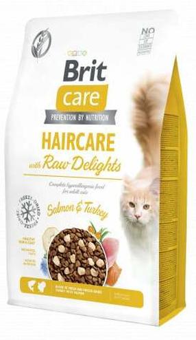 Sausas kačių maistas Brit Care Haircare with Raw Delights, kalakutiena, 2 kg
