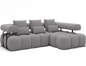Kampinė sofa Levvi, pilka sp., 184 x 260 cm x 102 cm