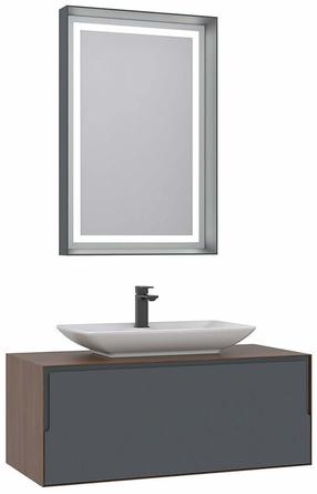 Vonios kambario baldų komplektas Kalune Design Craft, antracito sp./balta sp./riešuto sp., 50 cm x 100 cm x 40 cm