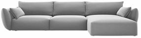 Kampinė sofa Cosmopolitan Design Matera Velvet Salvador 7, pilka sp., dešininė, 171 x 308 cm x 85 cm