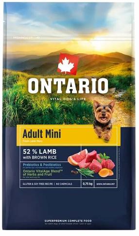 Sausā suņu barība Ontario Lamb, jēra gaļa, 0.75 kg