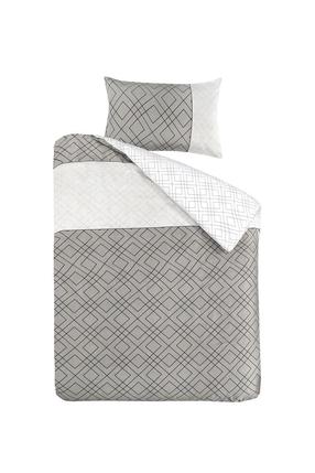 Voodipesukomplekt Kenda Sand Heather 125, valge v./hall v., 60 x 70 cm, 140 x 240 cm