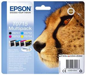 Rašalinio spausdintuvo kasetė Epson T0715, mėlyna sp./juoda sp./raudona sp.