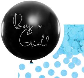 Balons apaļš Party&Deco Boy or Girl?, zila krās./melna krās.