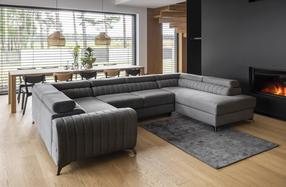 Kampinė sofa Louis Flores 4, pilka sp., dešininė, 202 x 347 cm x 92 cm