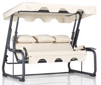 Lauko sūpynės Kalune Design Vitis, juoda sp./kreminė sp., 110 cm x 200 cm x 165 cm