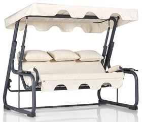 Lauko sūpynės Kalune Design Vitis, juoda sp./kreminė sp., 110 cm x 200 cm x 165 cm